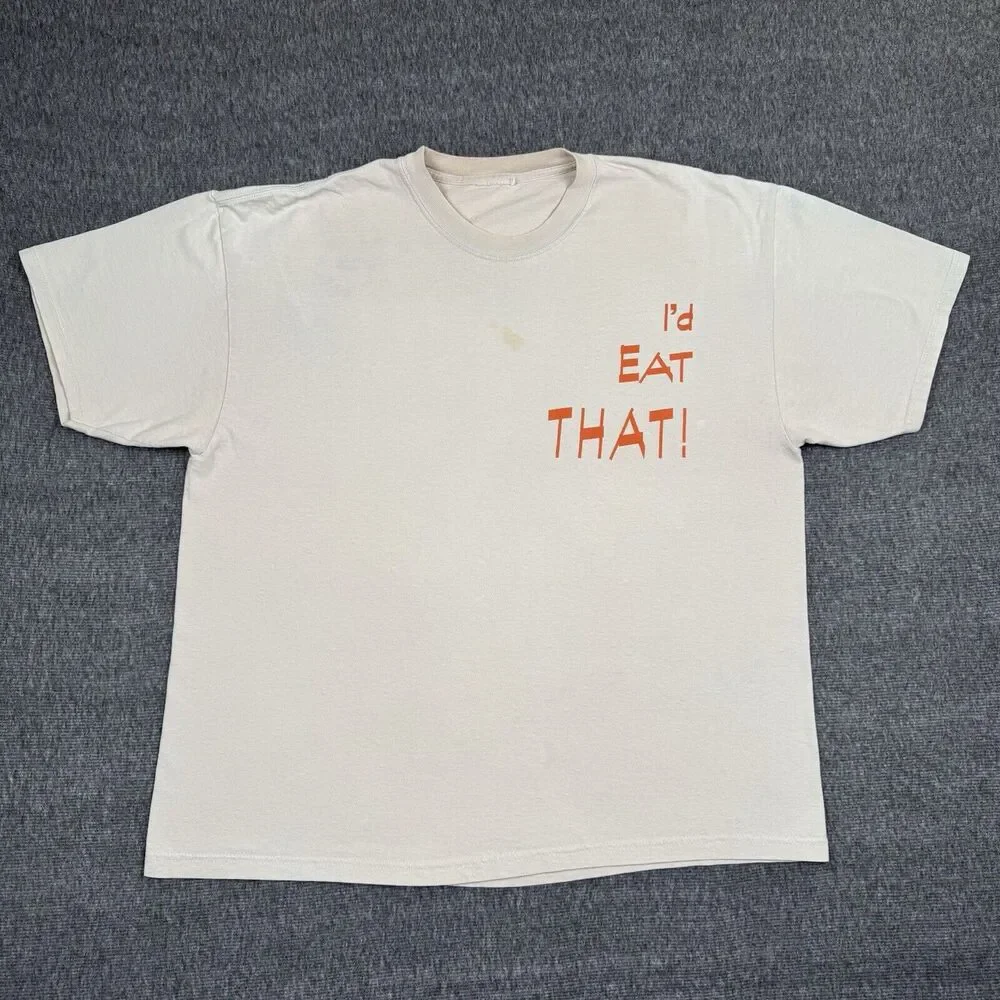 Vintage‎ I’d Eat That! T-Shirt Men’s XL Tan Fishing Outdoors Ocean Lake Nature